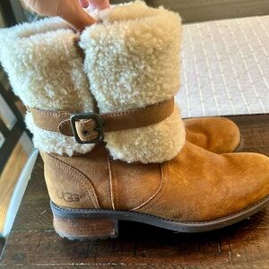 UGG Tan Suede Shearling Boots